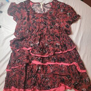 Matilda Jane women's red black ruffled floral dress, XL, EUC